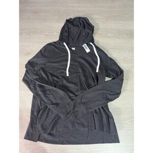 Old Navy Women's Black V Neck Long Sleeve Hoodie Lightweight Pullover Size S